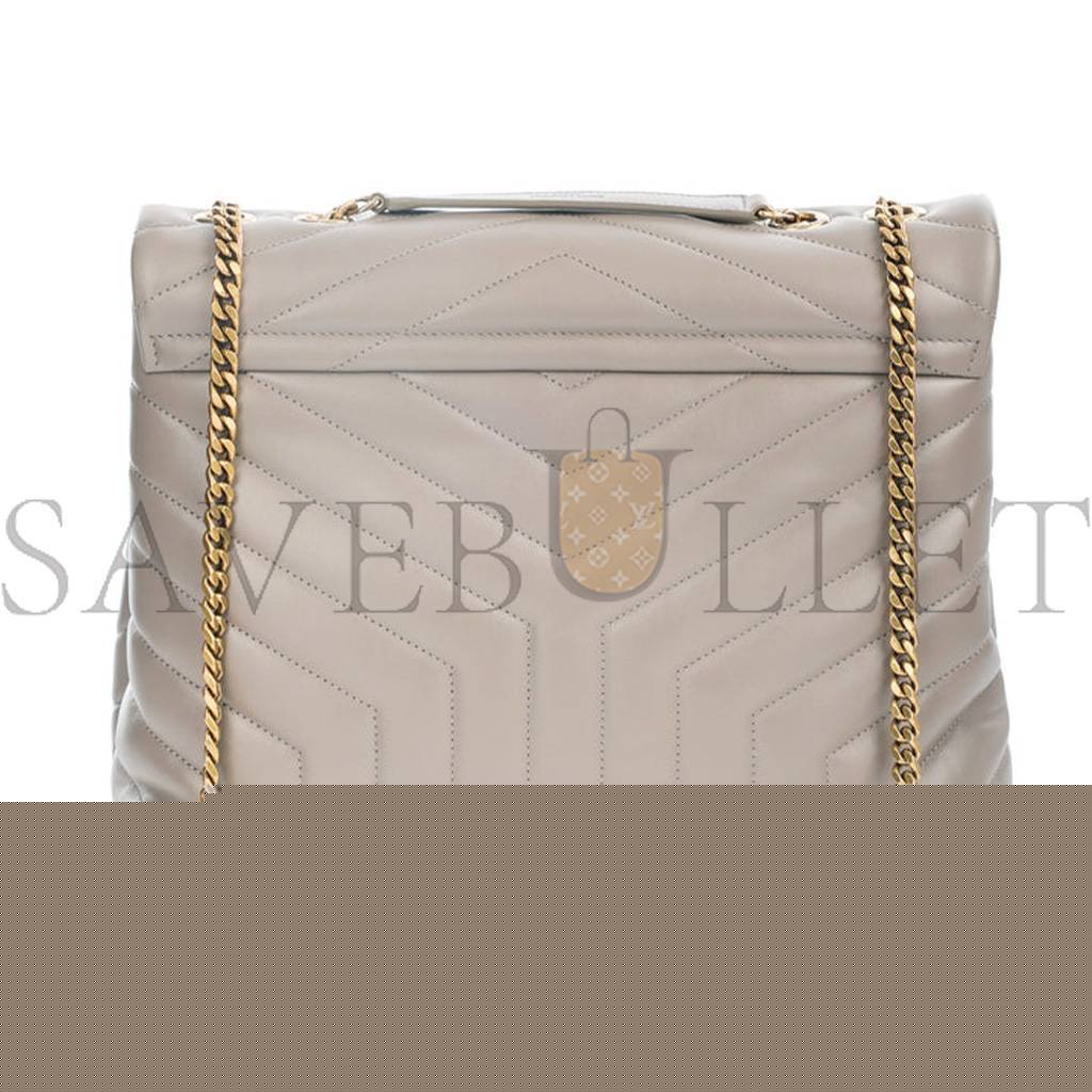 YSL SAINT LAURENT LOULOU GREYISH BROWN MEDIUM SHOULDER BAG IN QUILTED LEATHER 392288 (32*22*11cm)